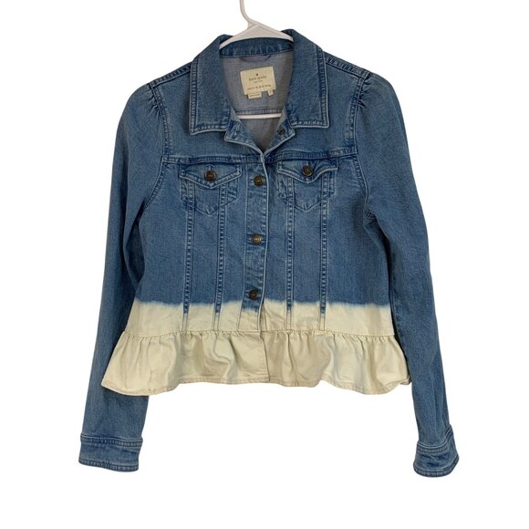 Kate Spade New York Denim Jacket With Ruffle Peplum Hem Small RT10298 EUC - Picture 5 of 9
